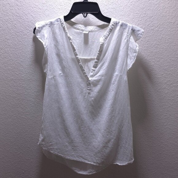 Old Navy Womens‎ Flutter Sleeve White Textured Cotton Blouse Size Small - Picture 1 of 9